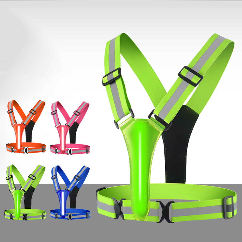 Reflective Cycling Vest - Colete LED Running com USB, Recarregável,
